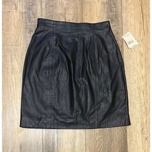 Vintage Wilson's Leather Black Mini Skirt Sz 6 NEW! Classic Timeless Mob Wives